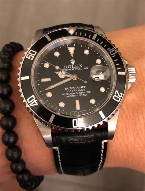 rolex genuine leather|rolex submariner leather.